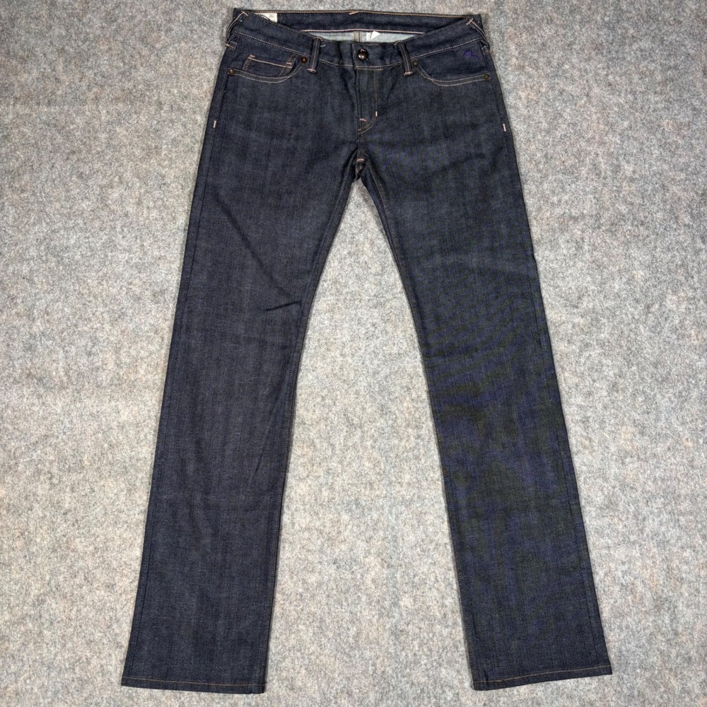 Evisu Straight Leg Jeans Womens 27 (31x31) Indigo Selvedge Raw Denim Jeans 4050